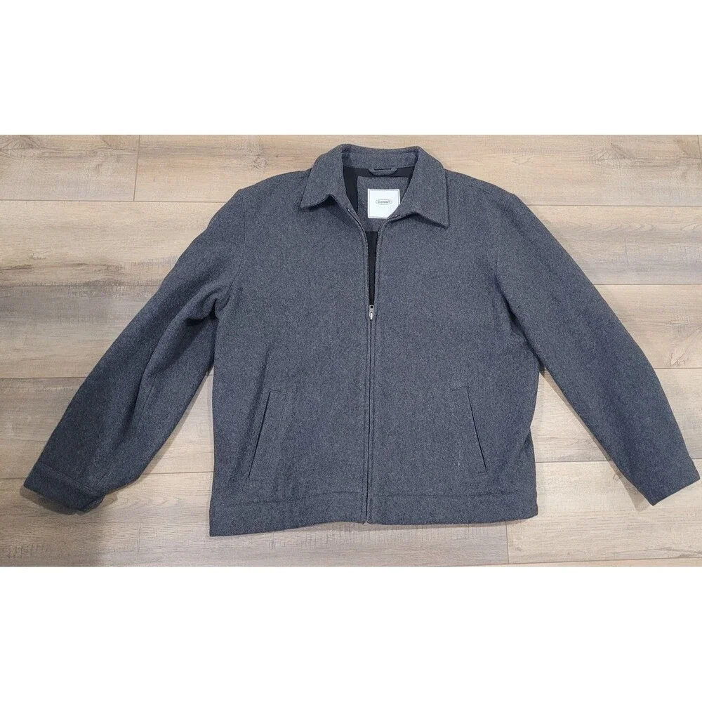 Old Navy Gray Wool Jacket Mens Size XL Full Zip Up Winter Stylish